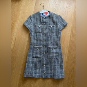 Maje Embellished Tweed Short Sleeve Dress